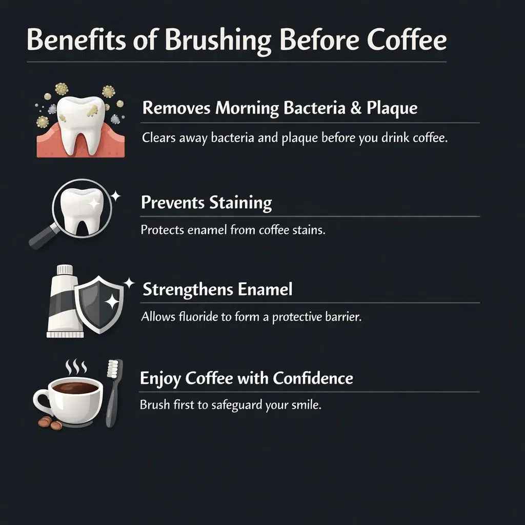 benefits of brushing before coffee